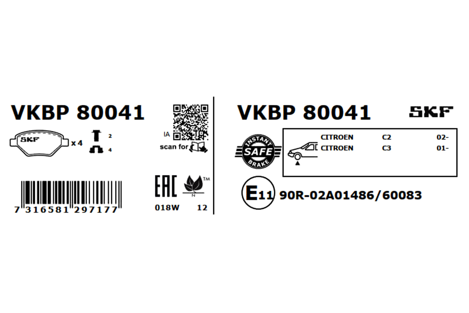 SKF VKBP 80041 set placute...
